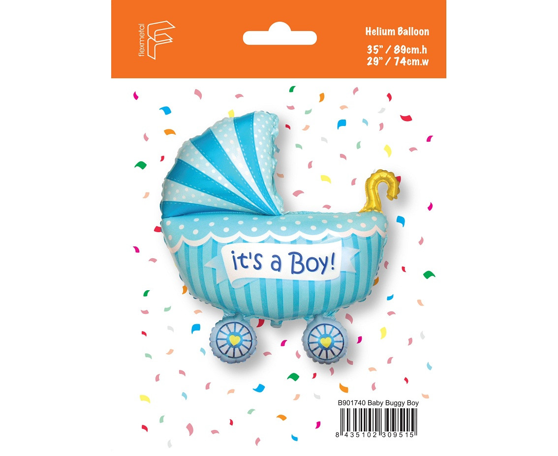 Foil balloon 24" FX Boy''s Pram (blue), packed EOL